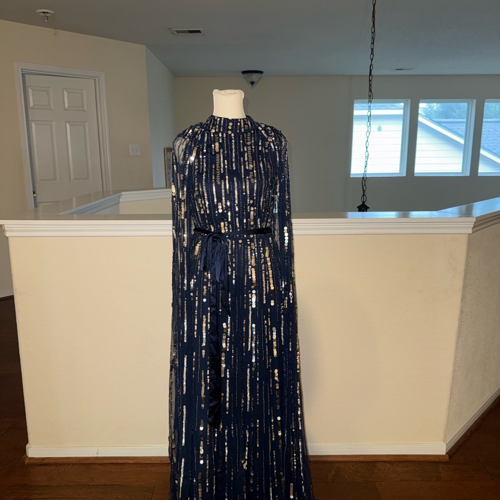 Amelia Rose Cape-Style Sleeveless Maxi Dress